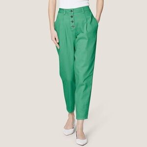 Madeleine Pants Women’s 8 Green High Rise Button Fly Ankle 100% Cotton Matcha